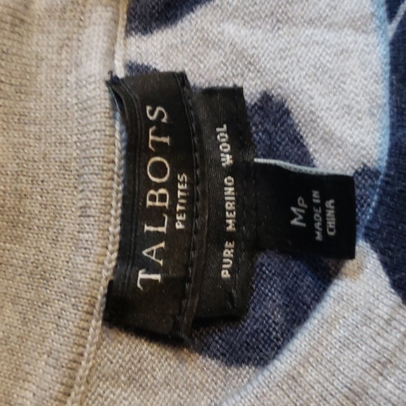 Talbots Merino Wool Blue and Gray Sweater Size MP - Picture 5 of 9